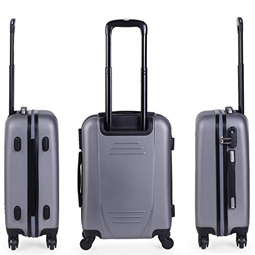 ITACA - Maleta Cabina de Viaje Rígida 4 Ruedas Trolley 55 cm ABS. Equipaje de Mano. Pequeña Práctica Cómoda y Ligera Low Cost Ryanair, Estudiante. 71150, Color Plata