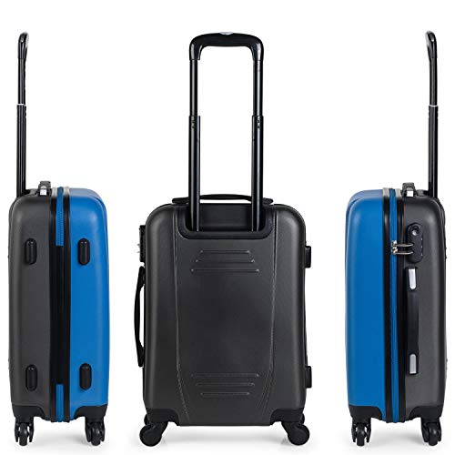 ITACA - Maleta Cabina de Viaje Rígida 4 Ruedas Trolley 55 cm ABS. Equipaje de Mano. Pequeña Práctica Cómoda y Ligera Low Cost Ryanair, Estudiante. 71150, Color Azul-Antracita