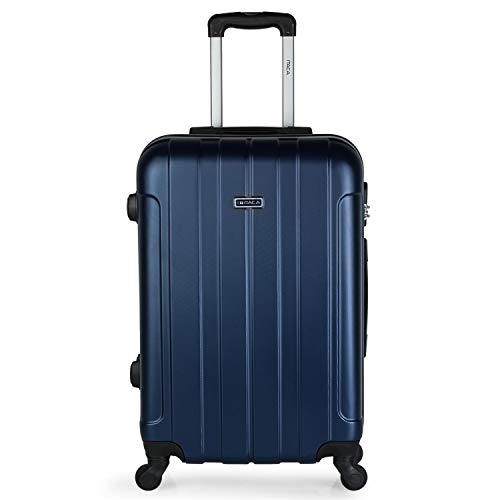 ITACA - Maleta de Viaje Rígida 4 Ruedas Trolley 63 cm Mediana ABS Lisa. Cómoda Resistente y Ligera. Calidad Diseño Ideal para Estudiantes y Profesionales. 771160, Color Marino