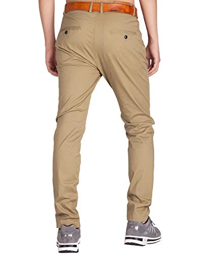 ITALY MORN Pantalon Chinos Hombre Caqui Rectos Skinny Fit para Trabajo 38 Caqui