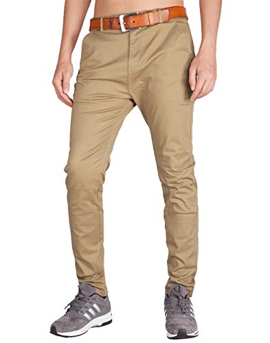 ITALY MORN Pantalon Chinos Hombre Caqui Rectos Skinny Fit para Trabajo 38 Caqui