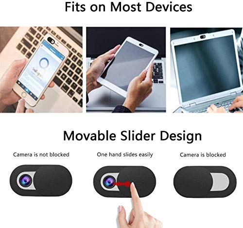 ivoler [3 Unidades Cubierta Webcam, Webcam Cover Slider Diseño Ultra Fino Camera Cover Tapa Webcam para Todo Tipo de Ordenadores Portátiles, Tabletas y Móviles Inteligentes - (Negro)