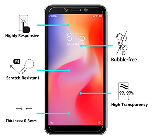 ivoler [3 Unidades] Protector de Pantalla para Xiaomi Redmi 6A / Xiaomi Redmi 6, Cristal Vidrio Templado Premium