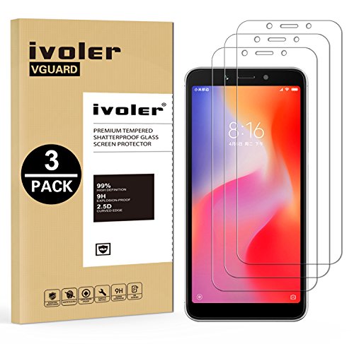 ivoler [3 Unidades] Protector de Pantalla para Xiaomi Redmi 6A / Xiaomi Redmi 6, Cristal Vidrio Templado Premium