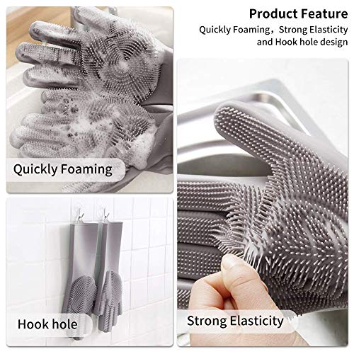 iwobi Guante Fregar Platos, Guantes de Silicona Mágicos Guantes de Limpieza mágicos de Silicona Resistente al Calor, Guantes de Limpieza mágicos