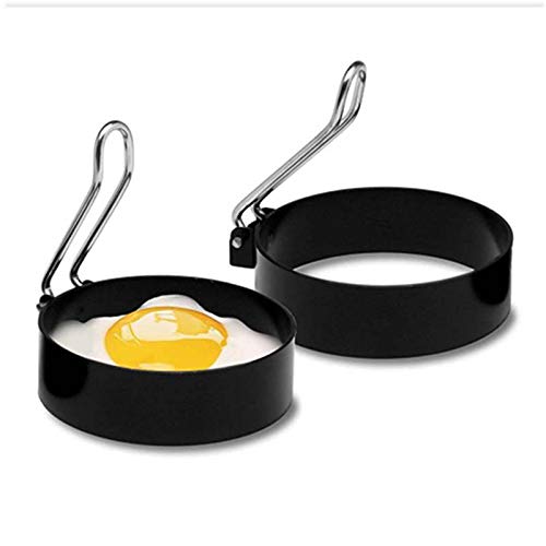 iwobi Molde de para Huevos Fritos Acero Inoxidable, Molde Redondo Silicona para Cocinar Huevos Fritos y Moldes para Panqueques - 2 Anillos