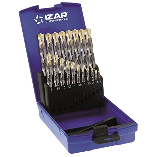 Izar 59234 Juego Brocas 1015, DIN 338, 1-10 x 0.50 mm, HSS, Zirkonio, 19 Piezas