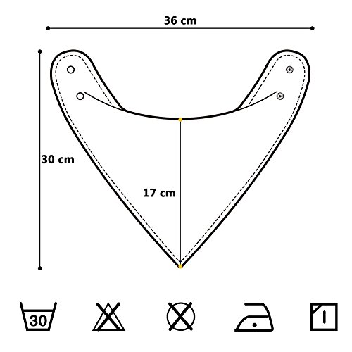 iZiv Baberos del Bebé - Paquete de 4 Diseños Pañuelo con Snaps Ajustables Clip de Chupete, TPU Impermeable Guarnición para niño 0-2 años (Color-5)