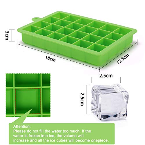 IZSUZEE 4 Piezas Moldes para Cubitos de Hielo, Bandeja para Cubitos de Hielo de Silicona con Tapa, Molde para Cubitos de Silicona para Congelar Alimentos para Bebés, Refrescos, Cócteles, Whisky.