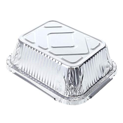 J_FEIFEI Caja de almuerzo desechable bandeja de lata horno pasta caja tazón paquete de papel de aluminio caja rectángulo barbacoa productos (juego de 5)