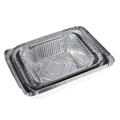 J_FEIFEI Caja de almuerzo desechable bandeja de lata horno pasta caja tazón paquete de papel de aluminio caja rectángulo barbacoa productos (juego de 5)