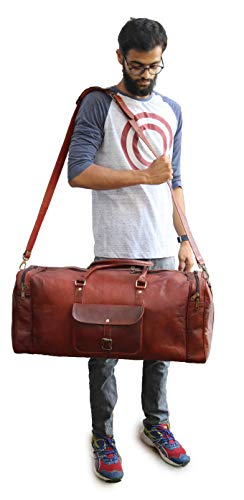 Jaald 66 Cm Bolso Bolsa Viaje Veliz Equipaje De Cuero Piel Grande Vintage para Cabina Fin Semana Gimnasio Deportes Carry-On Hombre Y Mujer