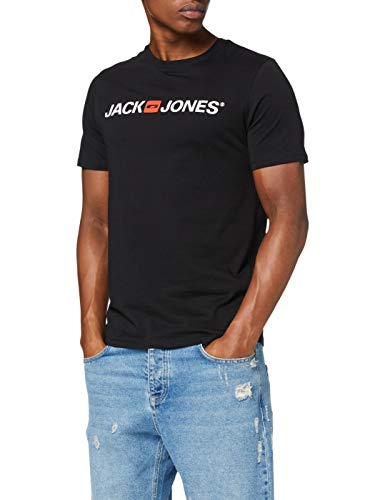 Jack & Jones Jjecorp Logo tee SS Crew Neck Noos Camiseta, Negro (Black Detail: Slim Fit), Small para Hombre