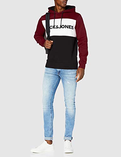 Jack & Jones JJELOGO Blocking Sweat Hood STS Sudadera con Capucha, Port Royale, S para Hombre