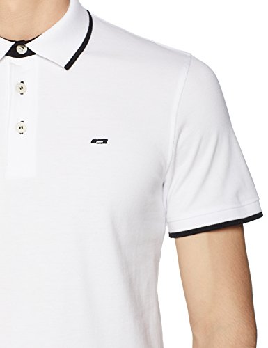 Jack & Jones Jjepaulos Polo SS Noos, Blanco (White Detail: Slim Fit), Large para Hombre