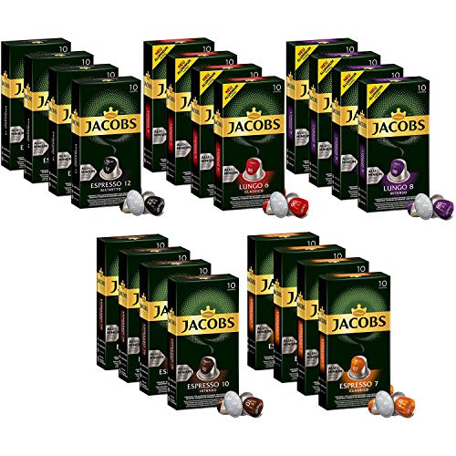 Jacobs Aluminum Nespresso® * - Vainas de café compatibles, paquete de 20 variedades (200 bebidas)