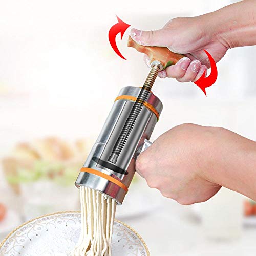 Jadeshay Máquina para Hacer Fideos Manual de Fideos, Acero Inoxidable Pasta Maker Noddles Presser Que Hace la máquina con 7 moldes