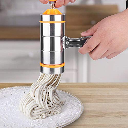 Jadeshay Máquina para Hacer Fideos Manual de Fideos, Acero Inoxidable Pasta Maker Noddles Presser Que Hace la máquina con 7 moldes