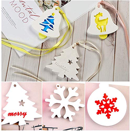 JAHEMU Navidad Resina Molde Epoxi Resina Silicona Molde Navidad Arbol Colgante para Navidad Collares Joyas colgantes Decoración 6pcs