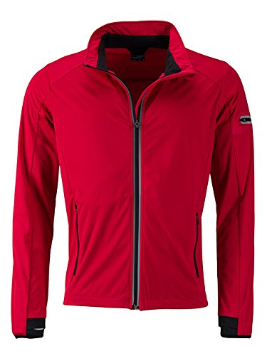 James & Nicholson Men's Sports Softshell Jacket, Chaqueta para Hombre, Rot (Light-Red/Black Light-Red/Black), Small