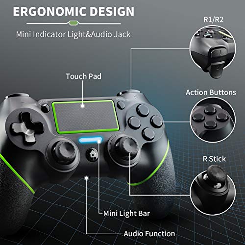 JAMSWALL Mando para PS4, Inalámbrico Controlador para Playstation 4 Wireless Controller Bluetooth Gamepad Joystick con Vibración Doble Jack de Audio de Seis Ejes