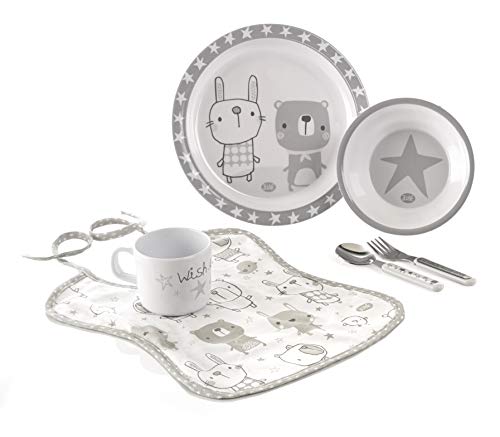 Jané Set de Vajilla, Incluye Taza, Plato, Cuenco, Babero y Cubiertos, Apto para Microondas y Lavavajillas, Ideal para Regalo