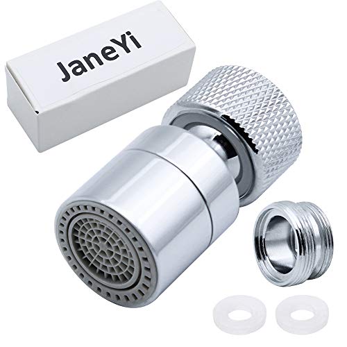 JaneYi 360° Giratorio Aireador del Grifo Latón Ajustable 2 modos Cocina Baño Grifo Filtro de Burbujas con Adaptadores de Boquilla - para Grifos con Boquilla de Rosca Externa M22 o Rosca Interna M24