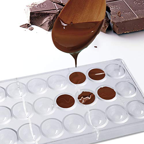 Janolia Molde de Chocolate, Molde de Bombones, con Forma de Medio Redondo y Materal Policarbonato de Grado Alimenticio, Herramienta de Dulce Hum para Chocolate, Caramelo Duro, Cubitos