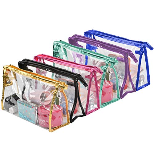 JAOMON 6 Bolsas Organizadoras de Maquillaje, Neceser de Viaje de Plástico Transparente, Estuche de Belleza, Bolsos Multicolores Cómodos y Espaciosos, Bolsos de Mujer, Bolso Portátil