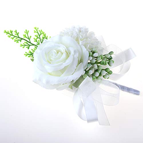 JaosWish Rose Boutonniere - Ramillete hecho a mano con alfiler y clip para novios, perfecto para bodas, bailes, fiestas (6 unidades, color marfil)