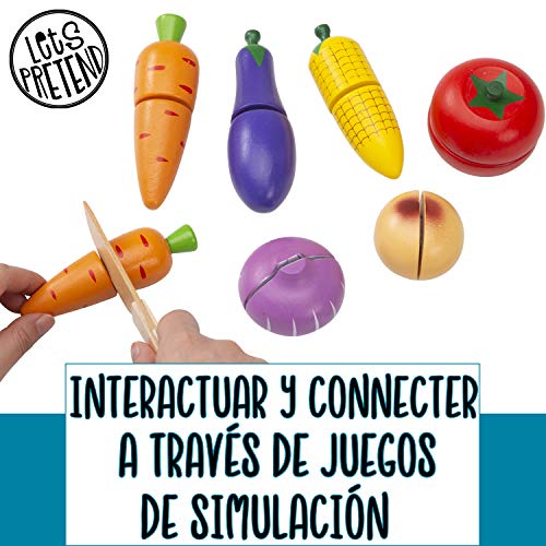 Jaques of London Alimentos de Juguete para niños Juego de Alimentos de Madera - Juguetes Montessori de Madera Alimentos de Juguete Juegos de Cocina Accesorios Juguetes niños 2 3 4 años