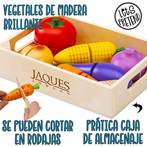 Jaques of London Alimentos de Juguete para niños Juego de Alimentos de Madera - Juguetes Montessori de Madera Alimentos de Juguete Juegos de Cocina Accesorios Juguetes niños 2 3 4 años