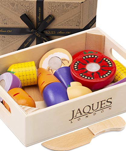 Jaques of London Alimentos de Juguete para niños Juego de Alimentos de Madera - Juguetes Montessori de Madera Alimentos de Juguete Juegos de Cocina Accesorios Juguetes niños 2 3 4 años