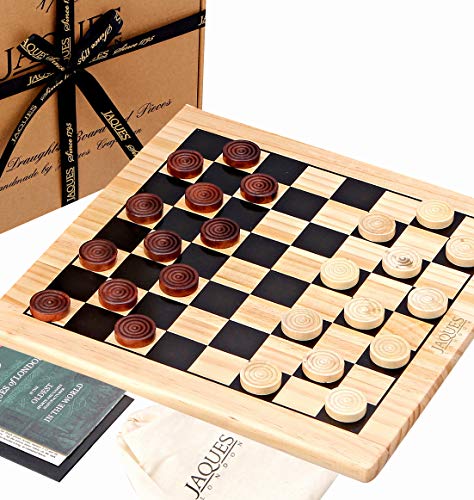 Jaques of London Drafts Set - Juego de Tablero de Madera de 12 "con Piezas