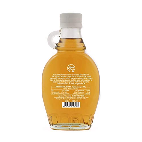 Jarabe de arce Grado A (Golden, Delicate taste) - 189ml (250g) - Miel de arce - Sirope de Arce - Original maple syrup