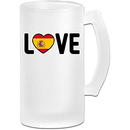 Jarra de cerveza Stein de vidrio esmerilado de orgullo de España - Taza de pub personalizada personalizada - Regalo para su bebedor de cerveza favorito