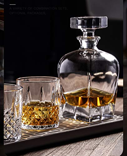 Jarra De Whisky De Cristal con Botella De Whisky, 2/6 Piezas De Vasos De Cristal Sin Plomo Escocés, para Fiestas Familiares, Hombres, Borbón, Vodka O Whisky (3 O 7 Piezas),B