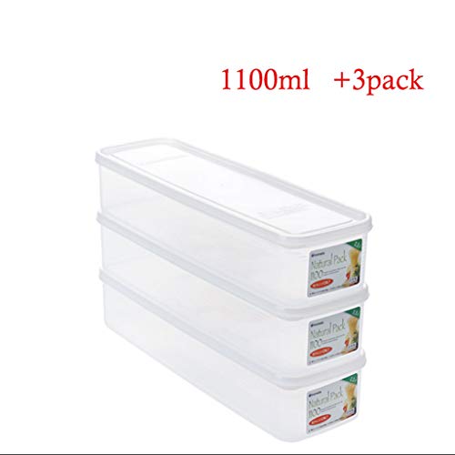 Jarras de Almacenamiento Contenedor de almacenamiento de alimentos de plástico rectangular Caja de almacenamiento de caja sellada de alimentos for el hogar (3 paquetes) Contenedor de Almacenamiento de