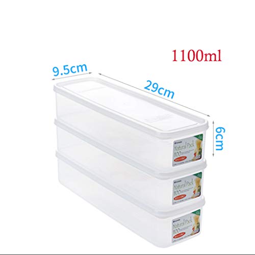 Jarras de Almacenamiento Contenedor de almacenamiento de alimentos de plástico rectangular Caja de almacenamiento de caja sellada de alimentos for el hogar (3 paquetes) Contenedor de Almacenamiento de