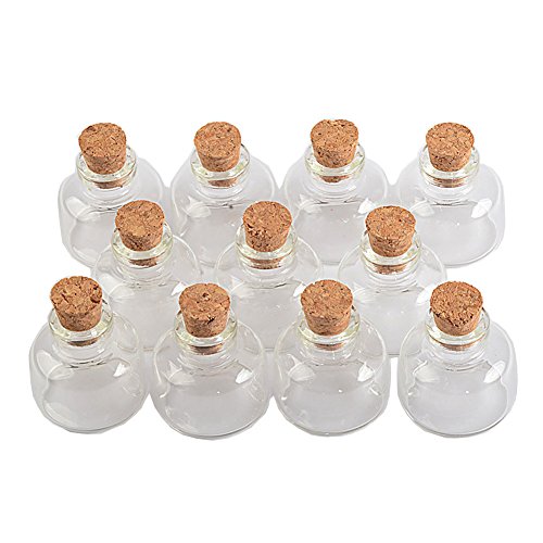 Jarvials - Lote de 12 Botellas de Cristal de Tubo de ensayo Transparente con tapón de Corcho, Capacidad de Almacenamiento de 4 ml a 110 ml, es Solo uno de 9 Modelos Diferentes, Transparente, 10ml