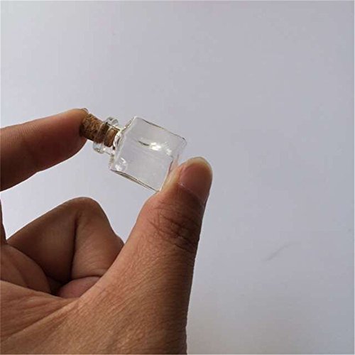 Jarvials - Mini Botella de Cristal con Forma de Botella de Vino y Botella de Corcho, 10 Unidades (10 Unidades), Cristal, Transparenta, Rectangulaire-10pcs