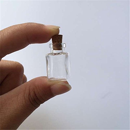 Jarvials - Mini Botella de Cristal con Forma de Botella de Vino y Botella de Corcho, 10 Unidades (10 Unidades), Cristal, Transparenta, Rectangulaire-10pcs