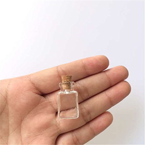 Jarvials - Mini Botella de Cristal con Forma de Botella de Vino y Botella de Corcho, 10 Unidades (10 Unidades), Cristal, Transparenta, Rectangulaire-10pcs