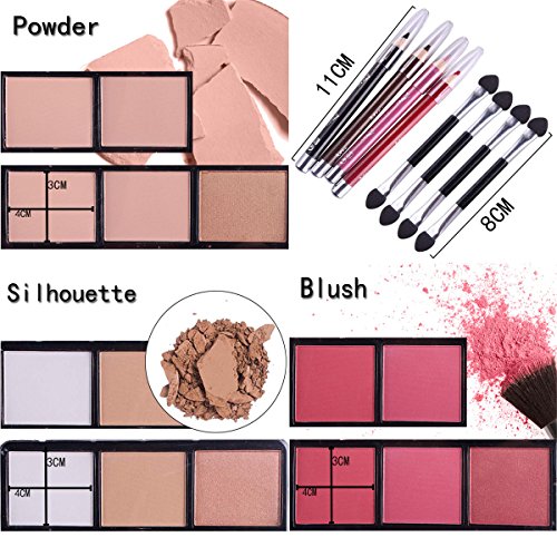 JasCherry Paleta de Sombras de Ojos 132 Colores de Maquillaje Set Kit de alta Calidad Cosmético - Incluye sombra de ojos y Corrector Camuflaje y Polvo compacto y Rubor polvo y Brillo labios