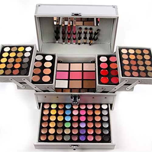 JasCherry Paleta de Sombras de Ojos 132 Colores de Maquillaje Set Kit de alta Calidad Cosmético - Incluye sombra de ojos y Corrector Camuflaje y Polvo compacto y Rubor polvo y Brillo labios