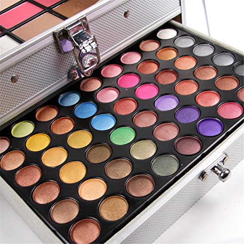 JasCherry Paleta de Sombras de Ojos 132 Colores de Maquillaje Set Kit de alta Calidad Cosmético - Incluye sombra de ojos y Corrector Camuflaje y Polvo compacto y Rubor polvo y Brillo labios