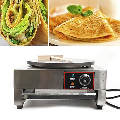 Jasemy Crepes Plata, crepes, Wrapmaker sartenes, tortillas, Wrap Termostato sin escalonamiento, incluye paleta de masa, distribuidor de madera y espátula