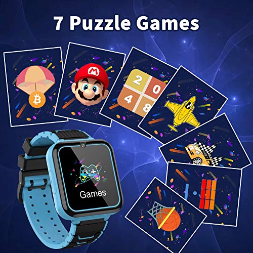 Jaybest Reloj Inteligente para Niños, Smartwatch niños con Hacer Llamada, SOS, Cámara, Música, Juegos y Despertador, Regalo para Niño Niña de 3-12 años, Azul