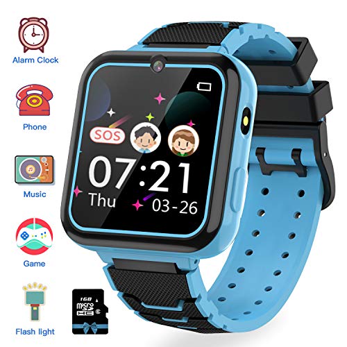 Jaybest Reloj Inteligente para Niños, Smartwatch niños con Hacer Llamada, SOS, Cámara, Música, Juegos y Despertador, Regalo para Niño Niña de 3-12 años, Azul