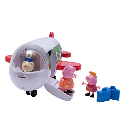 Jazwares PEP0705 – Peppa Wutz Peppa – Avión de Vacaciones con Sonido y Funciones adicionales, 3 Figuras y Accesorios exclusivos, Coche de Peppa Pig Original para niños a Partir de 3 años